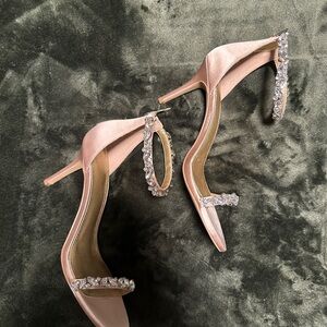 NWT Belle Badgley Mischka Pink Heels with Rhinestone